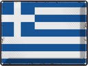 Blechschild 30x40 cm Griechenlands Retro Greece Flagge Fahne Wappen
