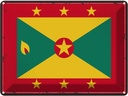 Blechschild 30x40 cm Grenadas Retro Grenada Flagge Fahne Wappen