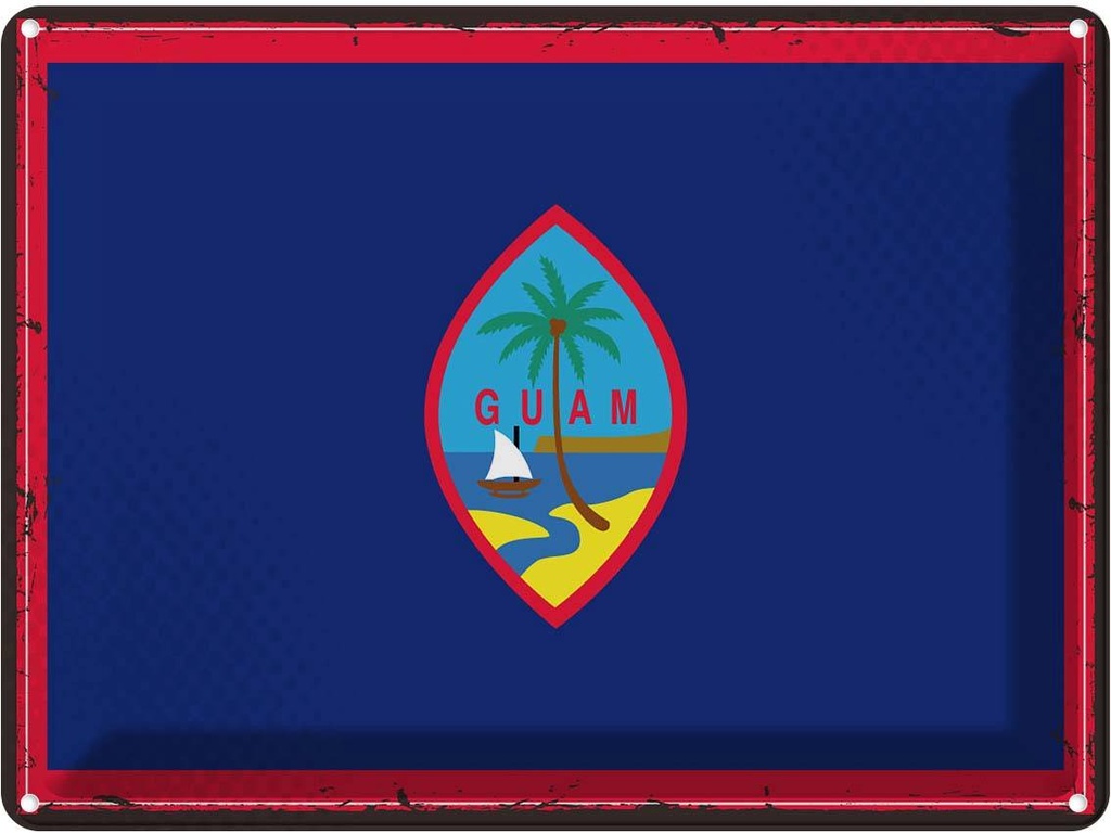 Blechschild 30x40 cm Guams Retro Guam Flagge Fahne Wappen