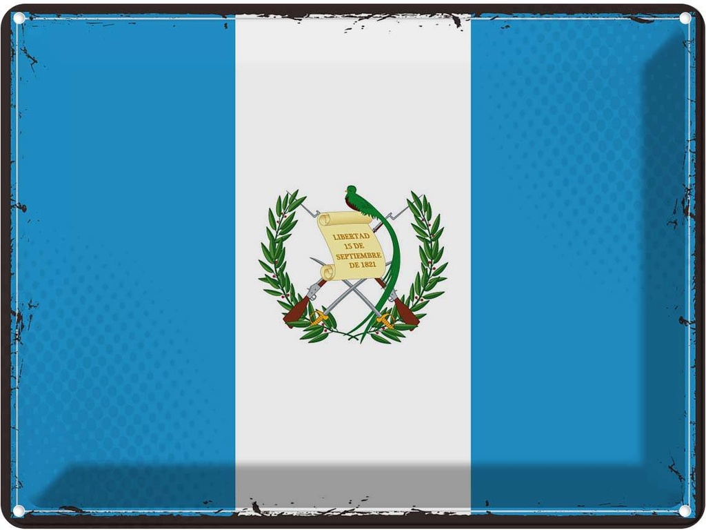 Blechschild 30x40 cm Guatemalas Retro Guatemala Flagge Fahne Wappen
