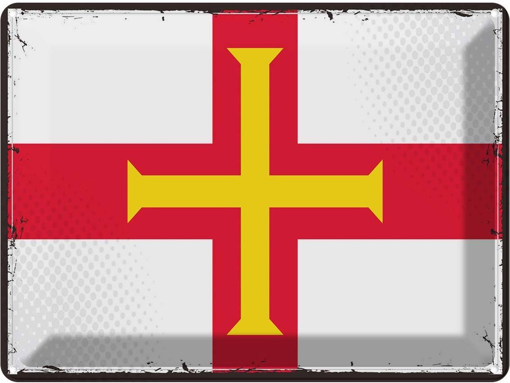 Blechschild 30x40 cm Guernseys Retro Guernsey Flagge Fahne Wappen