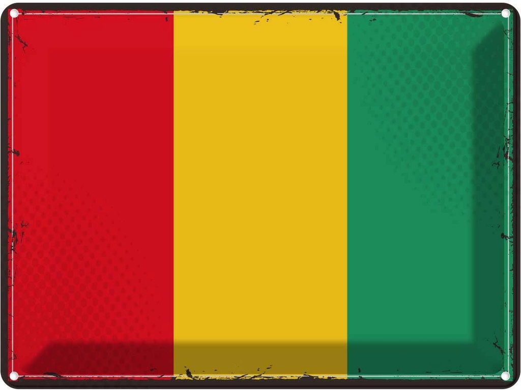 Blechschild 30x40 cm Guineas Retro Guinea Flagge Fahne Wappen