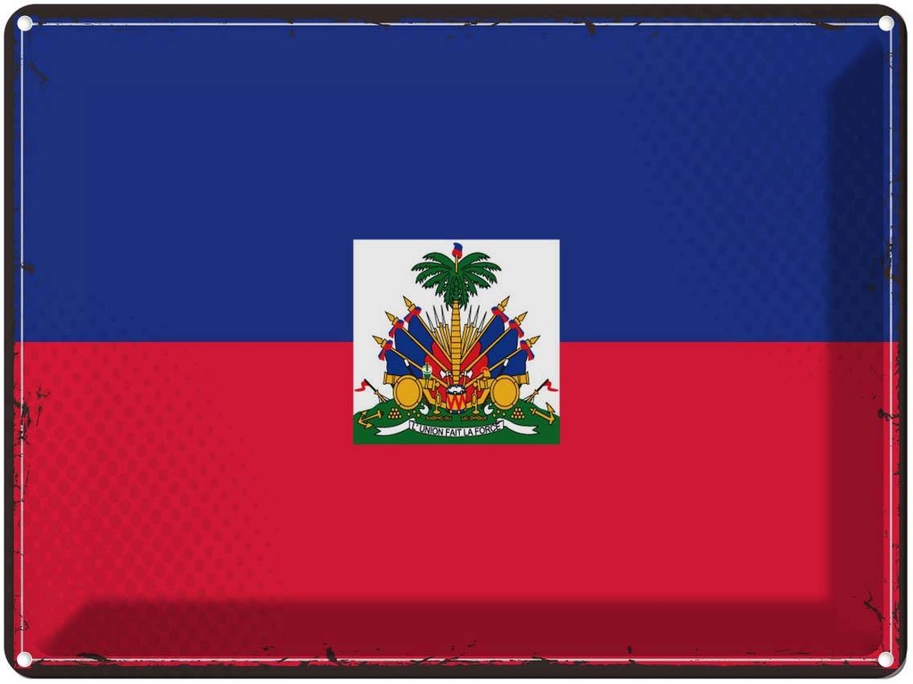 Blechschild 30x40 cm Haitis Retro Haiti Flagge Fahne Wappen