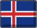 Blechschild 30x40 cm Islands Retro Iceland Flagge Fahne Wappen