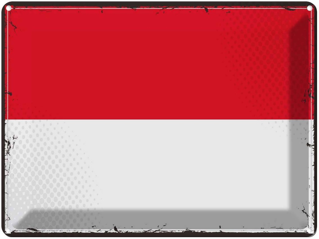Blechschild 30x40 cm Indonesiens Retro Indonesia Flagge Fahne Wappen