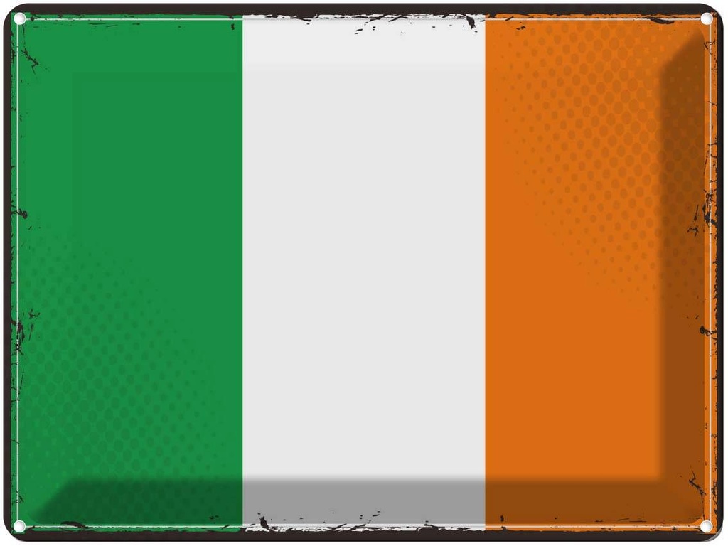 Blechschild 30x40 cm Irlands Retro Ireland Flagge Fahne Wappen