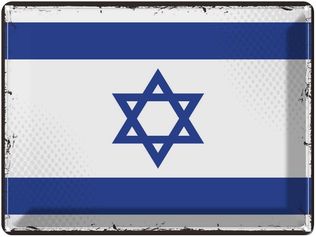 Blechschild 30x40 cm Israels Retro Israel Flagge Fahne Wappen