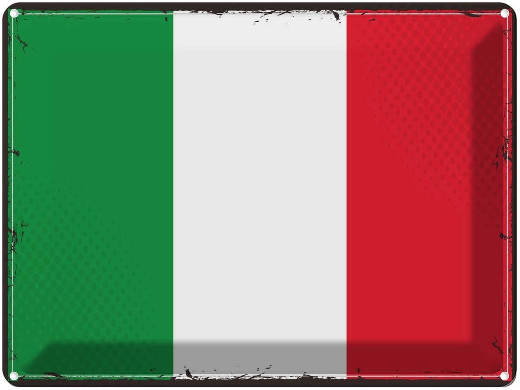 Blechschild 30x40 cm Italiens Retro Italy Flagge Fahne Wappen