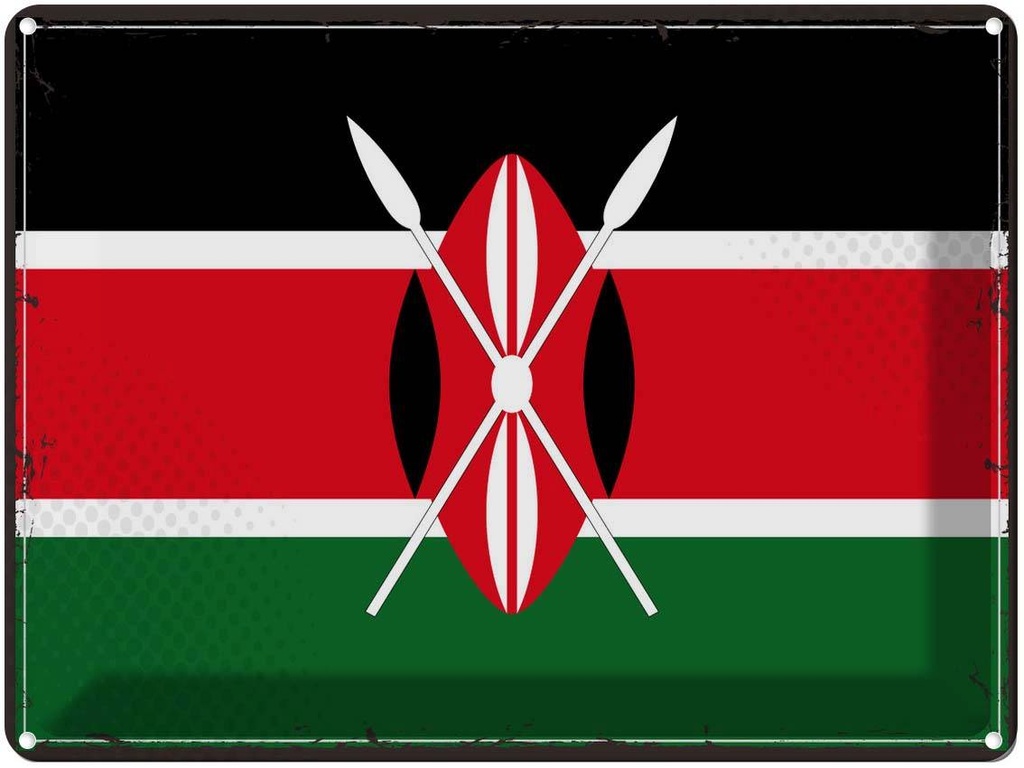 Blechschild 30x40 cm Kenias Retro Kenya Flagge Fahne Wappen