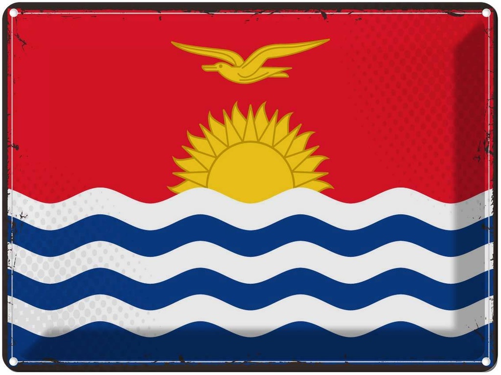 Blechschild 30x40 cm Kiribatis Retro Kiribati Flagge Fahne Wappen