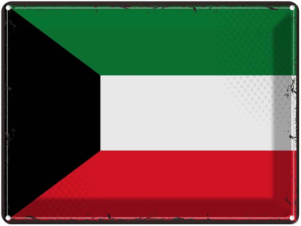 Blechschild 30x40 cm Kuwaits Retro Kuwait Flagge Fahne Wappen