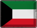 Blechschild 30x40 cm Kuwaits Retro Kuwait Flagge Fahne Wappen