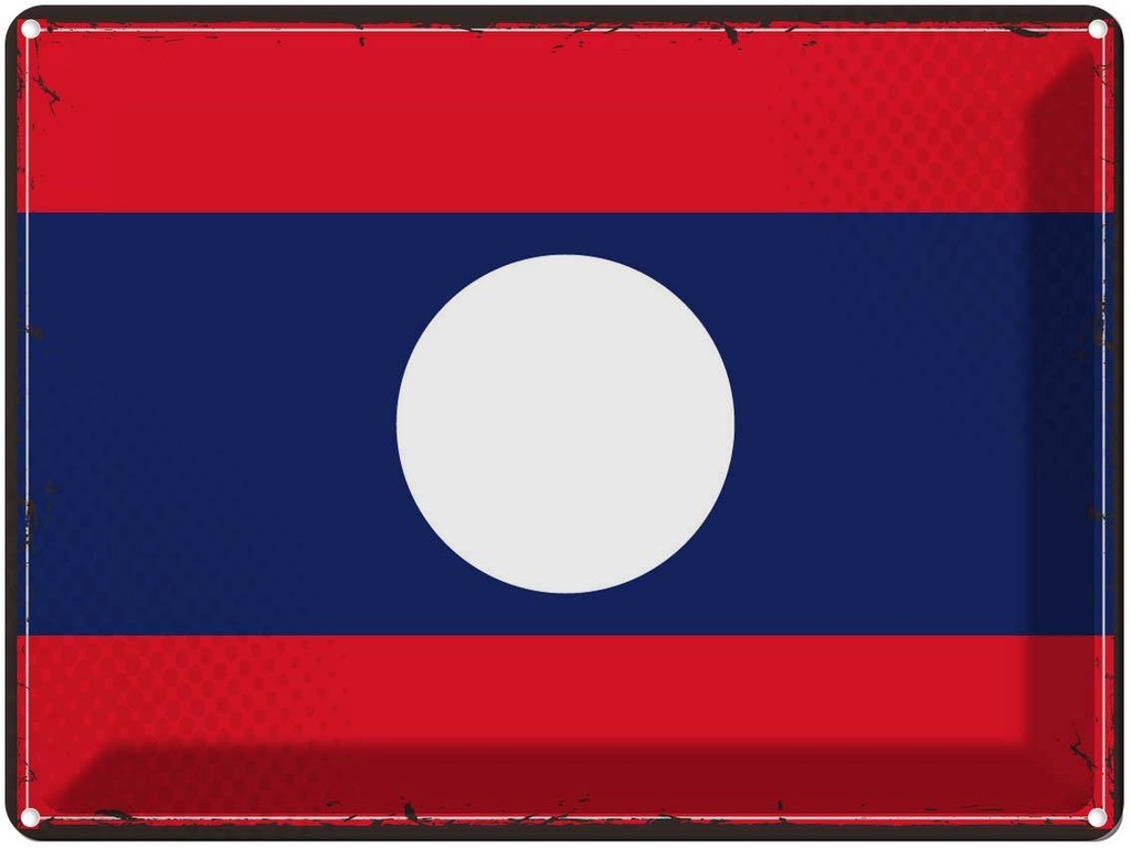 Blechschild 30x40 cm Laos Retro Flagge Fahne Wappen