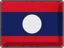 Blechschild 30x40 cm Laos Retro Flagge Fahne Wappen