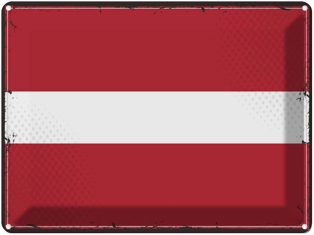Blechschild 30x40 cm Lettlands Retro Latvia Flagge Fahne Wappen