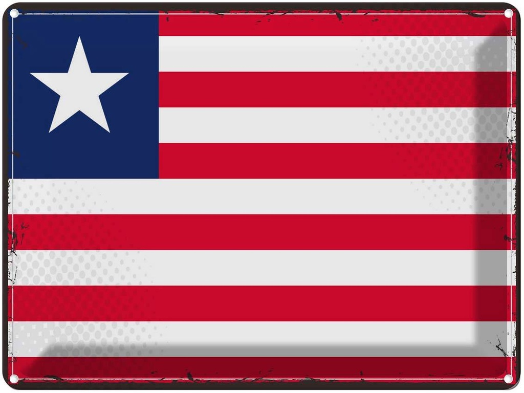 Blechschild 30x40 cm Liberias Retro Liberia Flagge Fahne Wappen