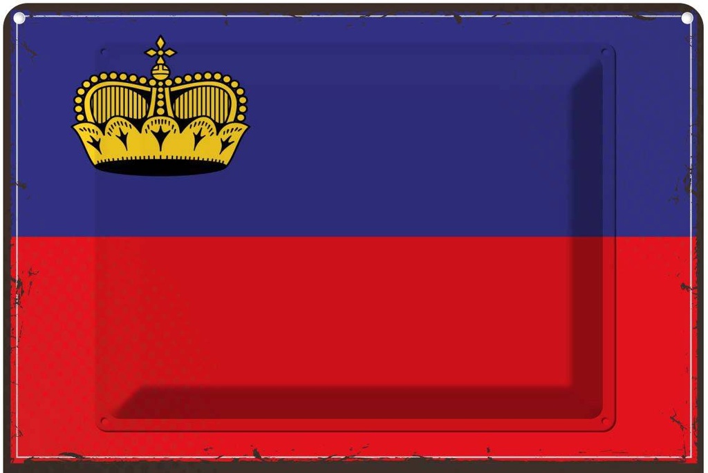 Blechschild 30x40 cm Liechtenstein Retro Flagge Fahne Wappen