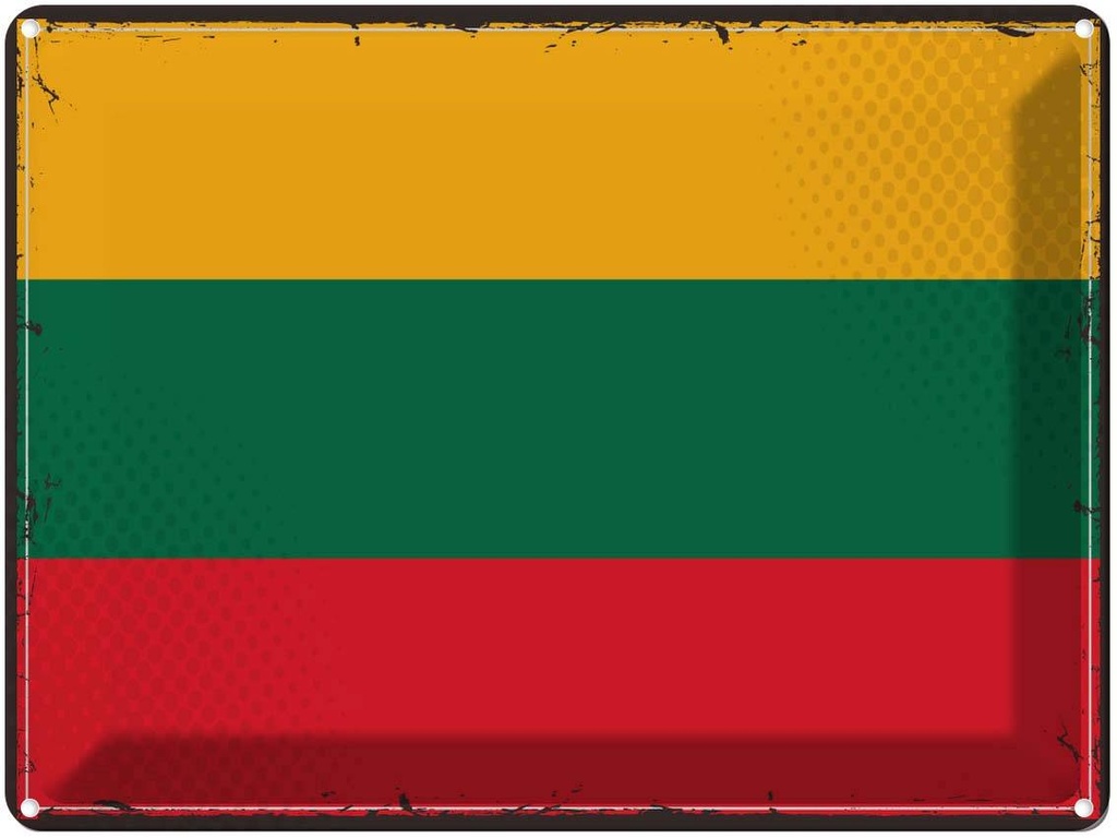 Blechschild 30x40 cm Litauens Retro Lithuania Flagge Europa Fahne Wappen