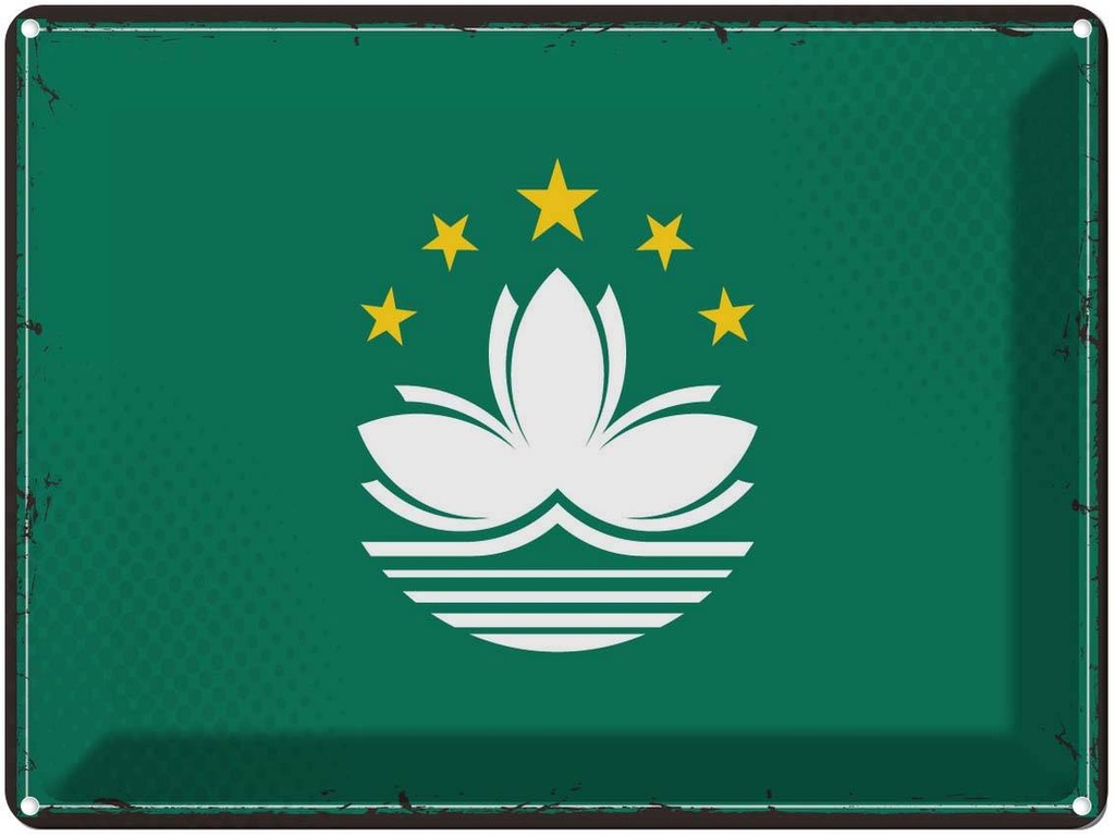 Blechschild 30x40 cm Macaus Retro Macau Flagge Fahne Wappen