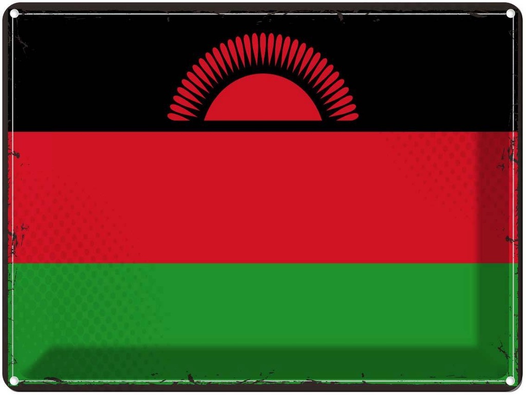 Blechschild 30x40 cm Malawis Retro Malawi Flagge Fahne Wappen
