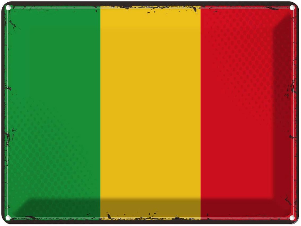 Blechschild 30x40 cm Malis Retro Mali Flagge Fahne Wappen