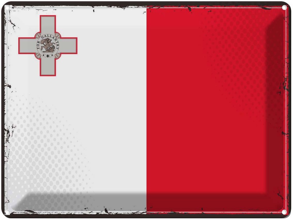 Blechschild 30x40 cm Maltas Retro Malta Flagge Fahne Wappen