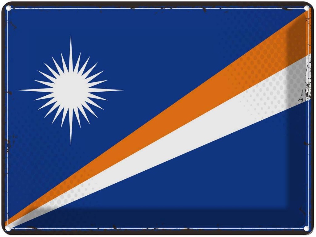 Blechschild 30x40 cm Marshallinseln Retro Flagge Fahne Wappen
