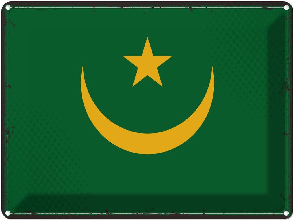 Blechschild 30x40 cm Mauretaniens Retro Flagge Fahne Wappen