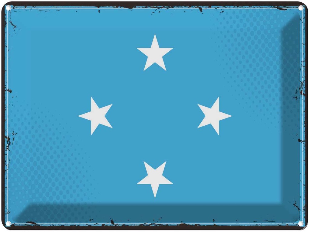 Blechschild 30x40 cm Mikronesiens Micronesia Flagge Fahne Wappen
