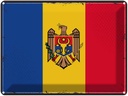 Blechschild 30x40 cm Moldau Retro Moldova Flagge Fahne Wappen