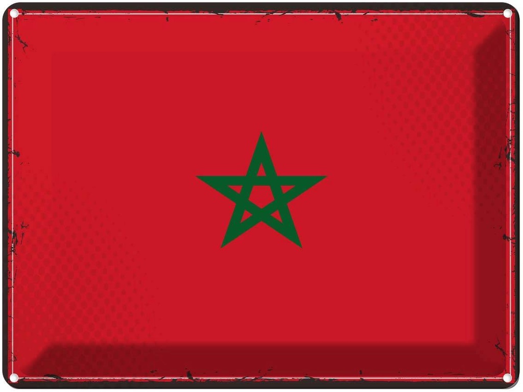 Blechschild 30x40 cm Marokkos Retro Morocco Flagge Fahne Wappen
