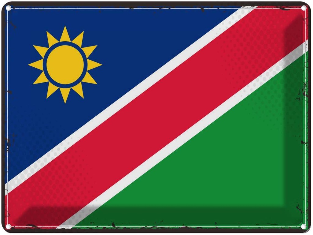 Blechschild 30x40 cm Namibias Retro Namibia Flagge Fahne Wappen
