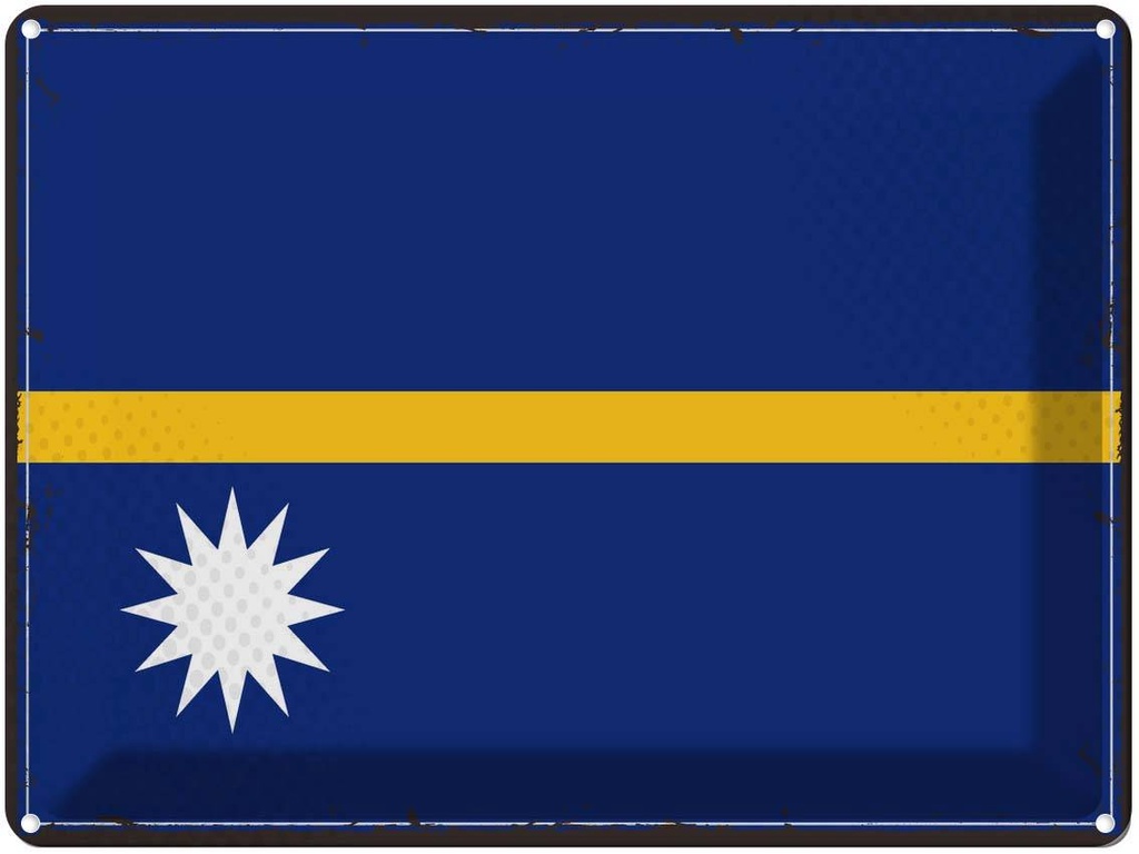 Blechschild 30x40 cm Naurus Retro Nauru Flagge Fahne Wappen