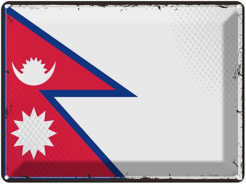Blechschild 30x40 cm Nepals Retro Nepal Flagge Fahne Wappen