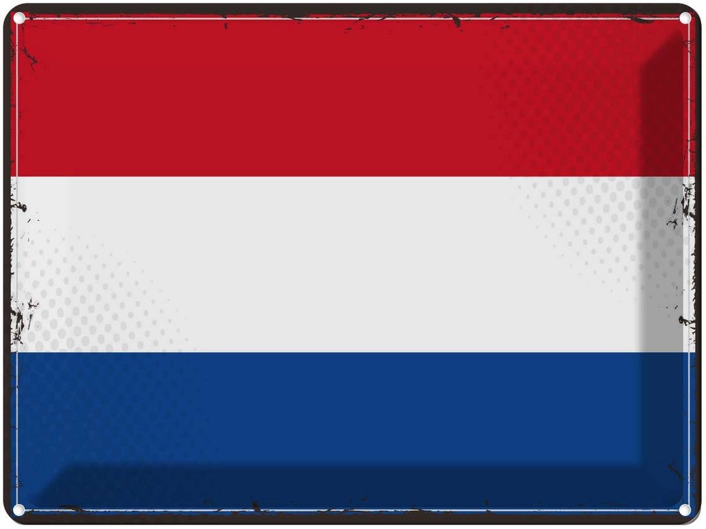Blechschild 30x40 cm Niederlande Retro Netherlands Flagge Fahne Wappen