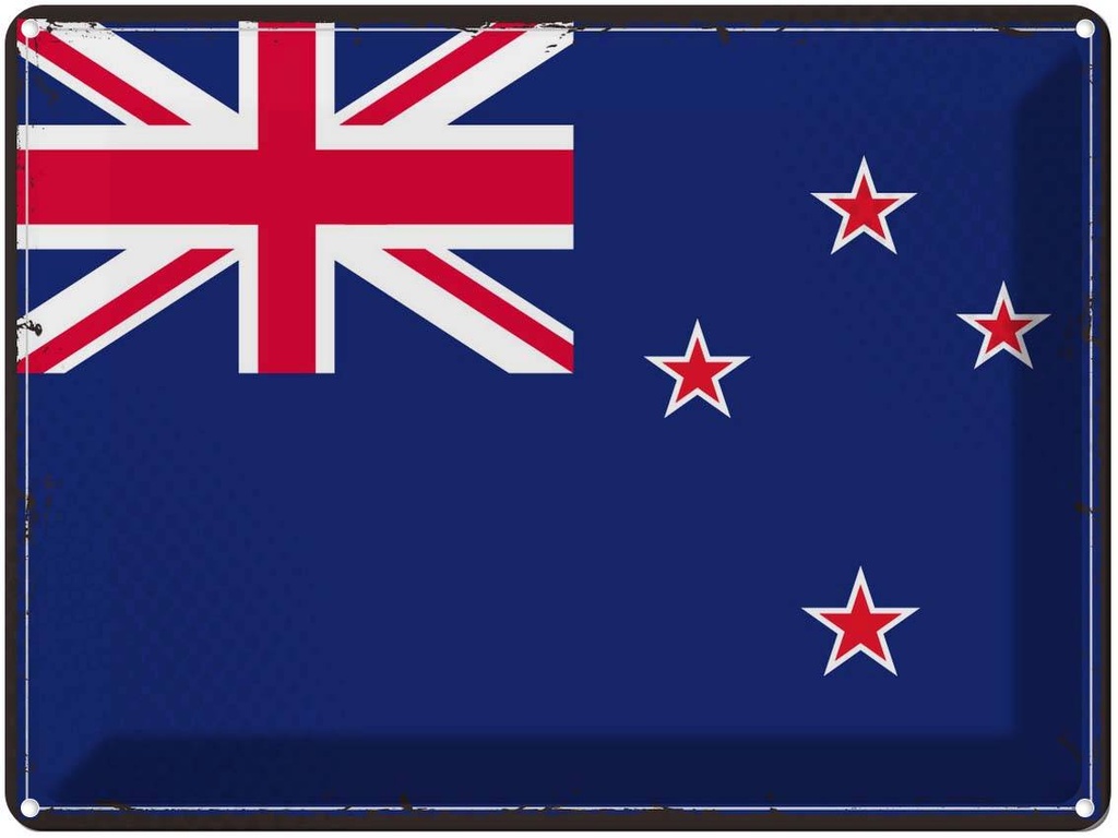 Blechschild 30x40 cm Neuseelands Retro New Zealand Flagge Fahne Wappen