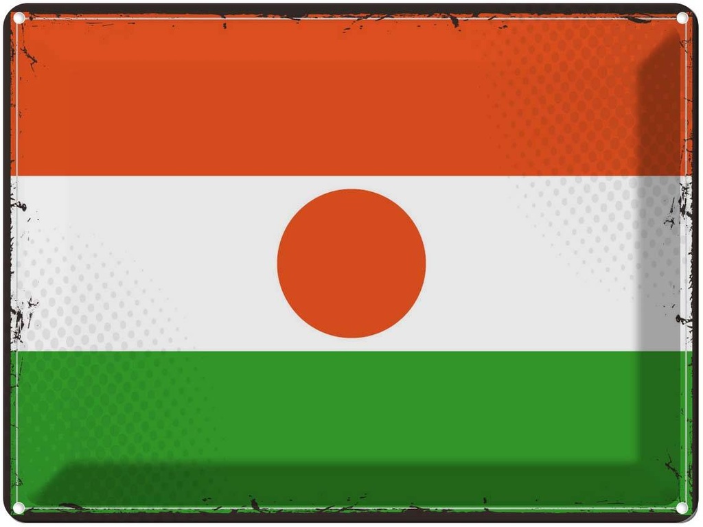 Blechschild 30x40 cm Nigers Retro Niger Flagge Fahne Wappen