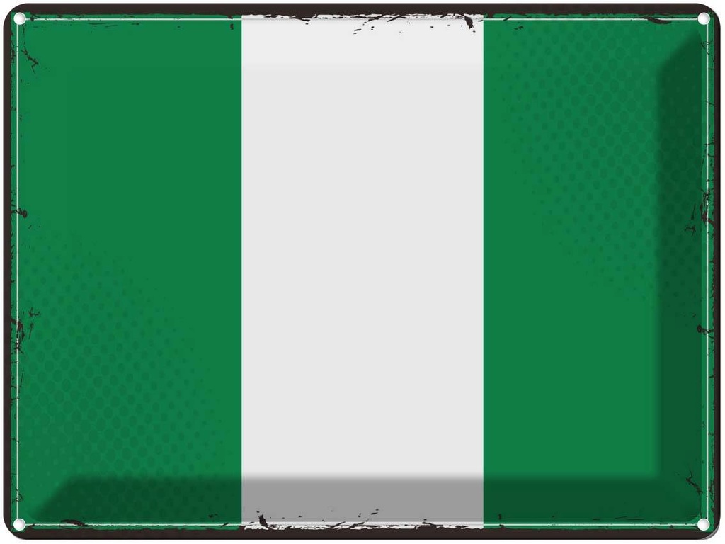 Blechschild 30x40 cm Nigerias Retro Nigeria Flagge Fahne Wappen