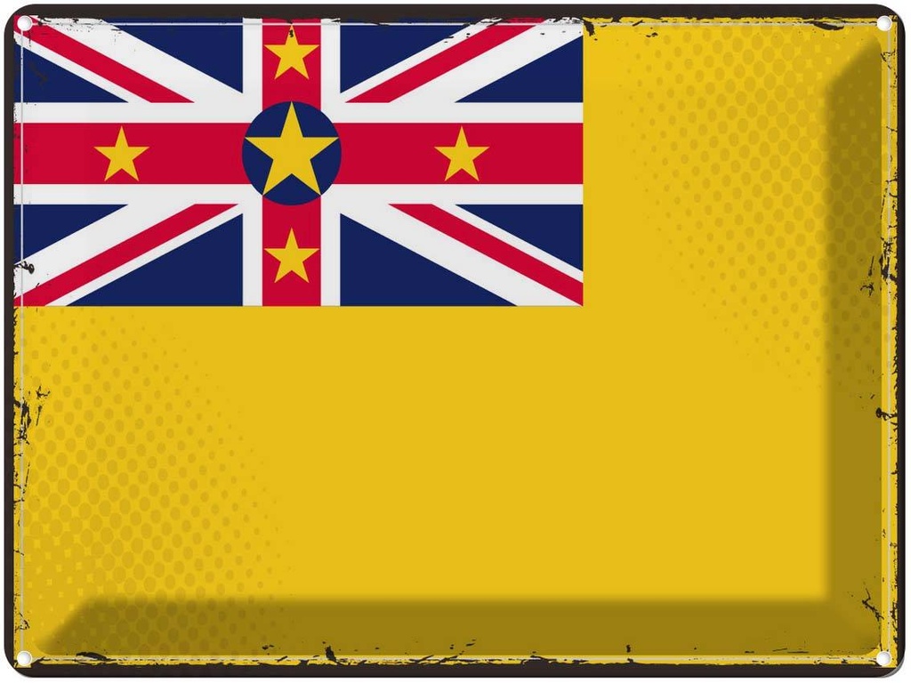 Blechschild 30x40 cm Niues Retro Niue Flagge Fahne Wappen