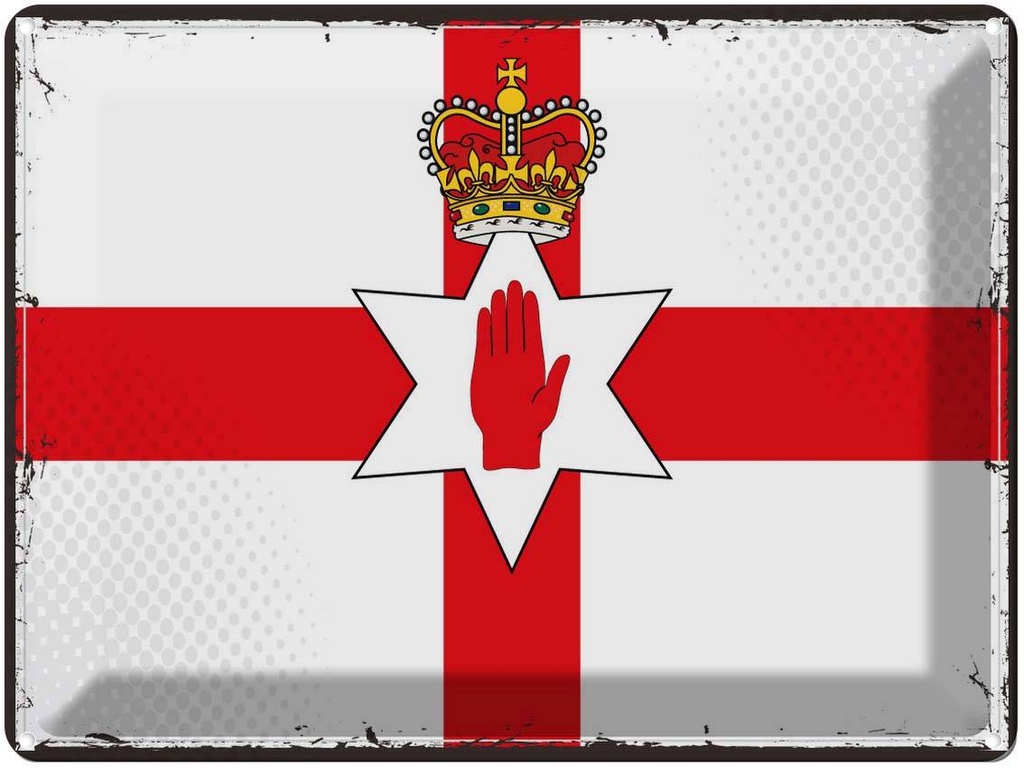 Blechschild 30x40 cm Nordirland Retro Flagge Fahne Wappen