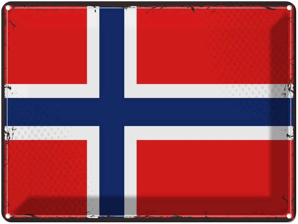 Blechschild 30x40 cm Norwegens Retro Norway Flagge Fahne Wappen