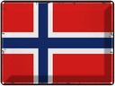 Blechschild 30x40 cm Norwegens Retro Norway Flagge Fahne Wappen