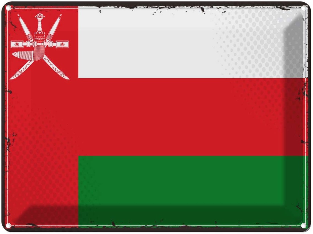 Blechschild 30x40 cm Omans Retro Oman Flagge Fahne Wappen
