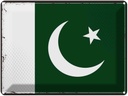 Blechschild 30x40 cm Pakistans Retro Pakistan Flagge Fahne Wappen