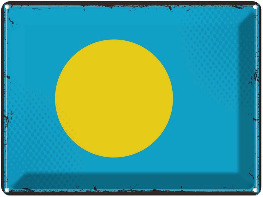 Blechschild 30x40 cm Palaus Retro Palau Flagge Fahne Wappen
