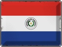 Blechschild 30x40 cm Paraguays Retro Paraguay Flagge Fahne Wappen