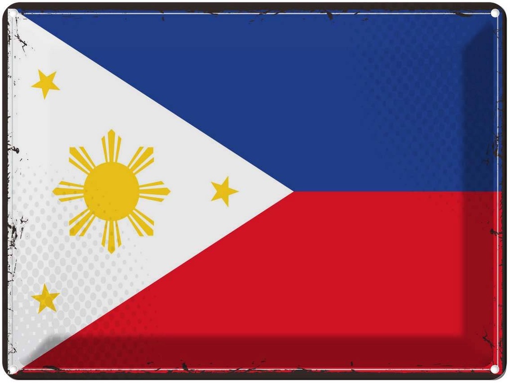 Blechschild 30x40 cm Philippinen Retro Philippines Flagge Fahne Wappen