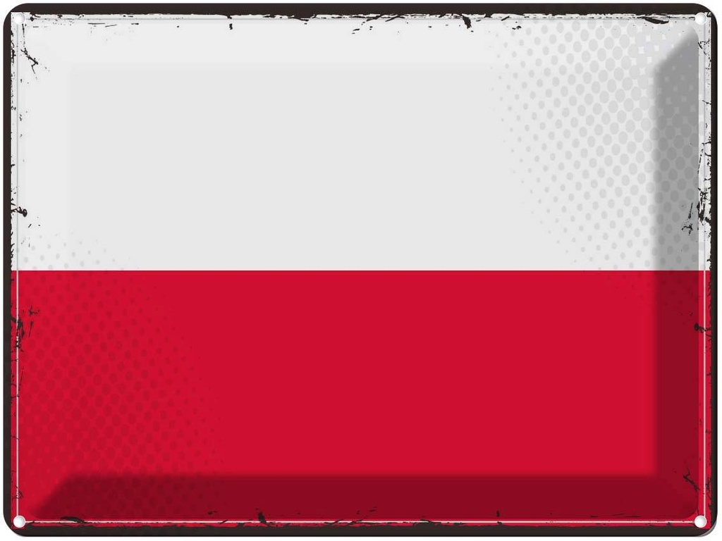 Blechschild 30x40 cm Polens Retro Poland Flagge Fahne Wappen