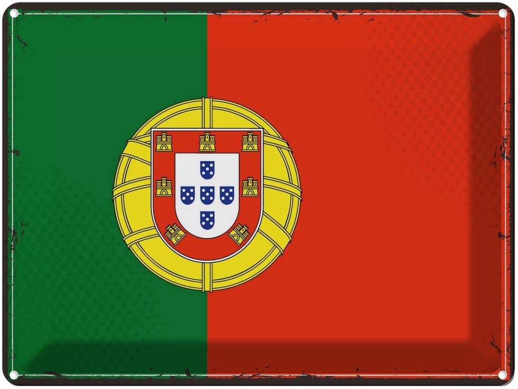 Blechschild 30x40 cm Portugals Retro Portugal Flagge Fahne Wappen