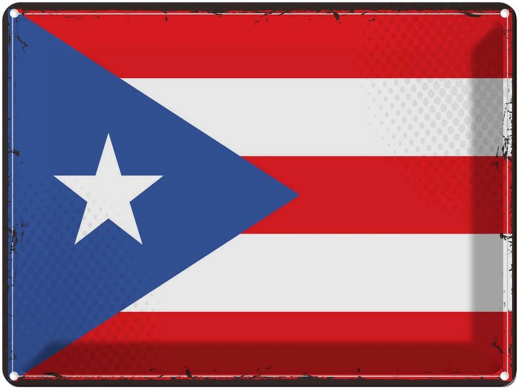Blechschild 30x40 cm Puerto Ricos Retro Rico Flagge Fahne Wappen